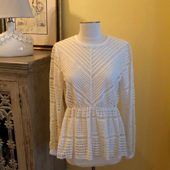 ENDLESS ROSE White Sheer Crochet Lace Top Small - Picture 3 of 9